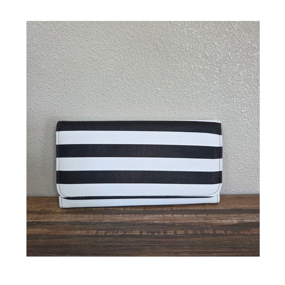 Kut From the Kloth Black & White Striped Trifold Wallet